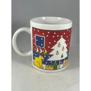 Modern Retro Vintage 90s Multicolor Illustrated Merry Christmas Cat Coffee Mug